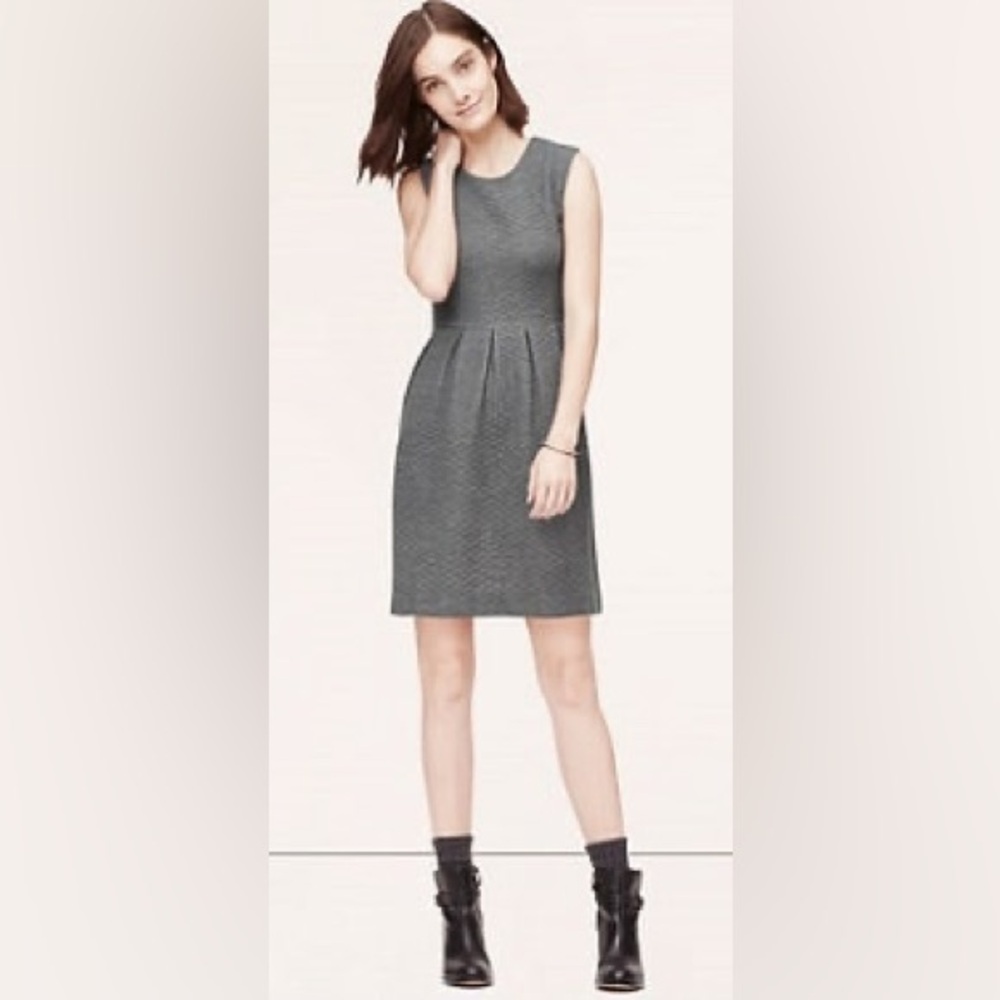 LOFT Sleeveless Textured Gray Mini Dress